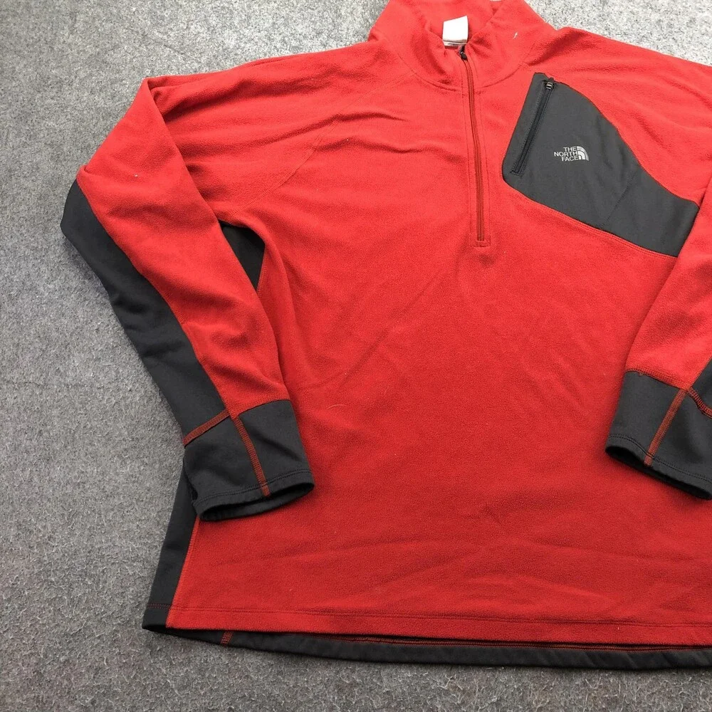 The North Face Pullover Mens XL Red 1/4 Zip Long Sleeve Flight Series Fleece Top